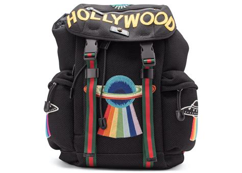 backpack with embroidery gucci|Gucci Mesh Embroidery Backpack Hollywood/UFO/Planet Embroidery .